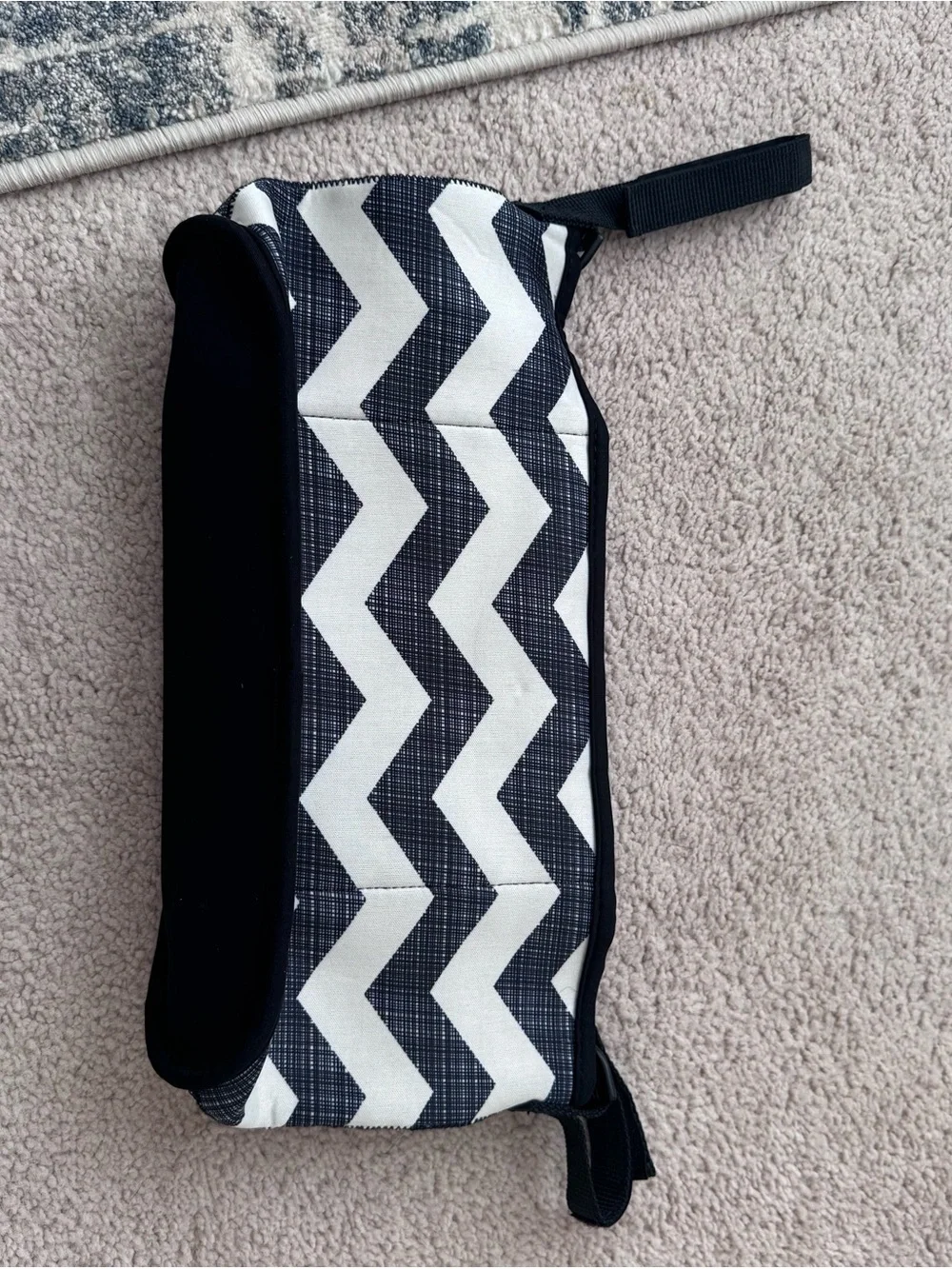 Skip Hop Navy and White Chevron Portable Clutch with Wrist Strap
